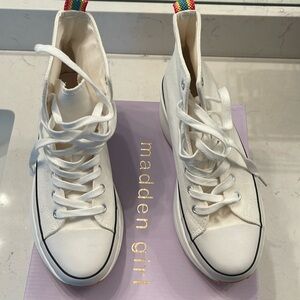 Madden Girl White Fabric Sneakers